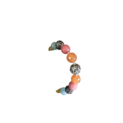 Pastel Harmony Beaded Bracelet | Silver Accents | Handcrafted