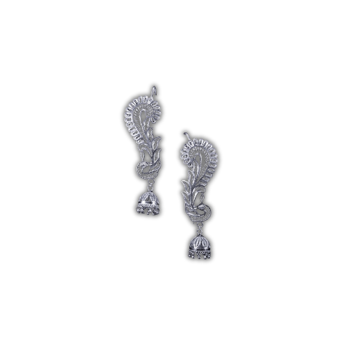 Silver Peacock Jhumka Earrings