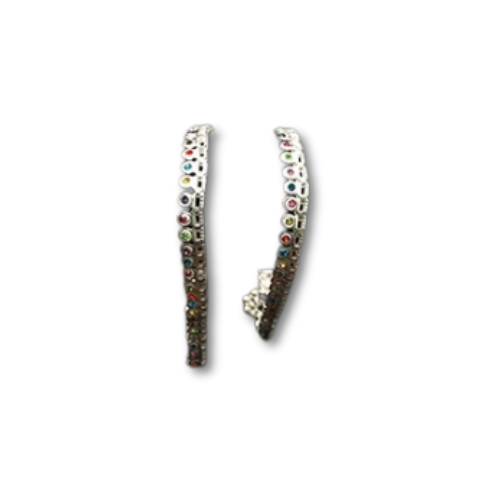 Silver Stone Anklet Pair