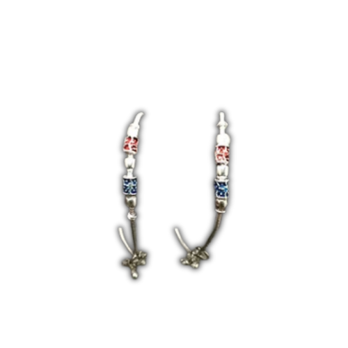Silver Anklet with Red & Blue Beads